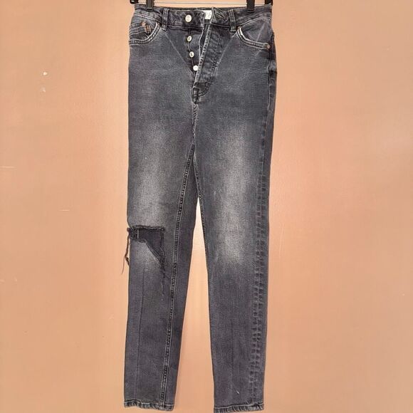 We The Free Free People Black Washed Distressed Denim Jeans - Size 26 - Picture 1 of 10